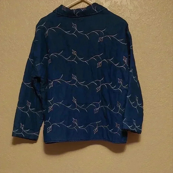 Life Style quilted embroidered denim Jacket Size Large - Picture 2 of 4
